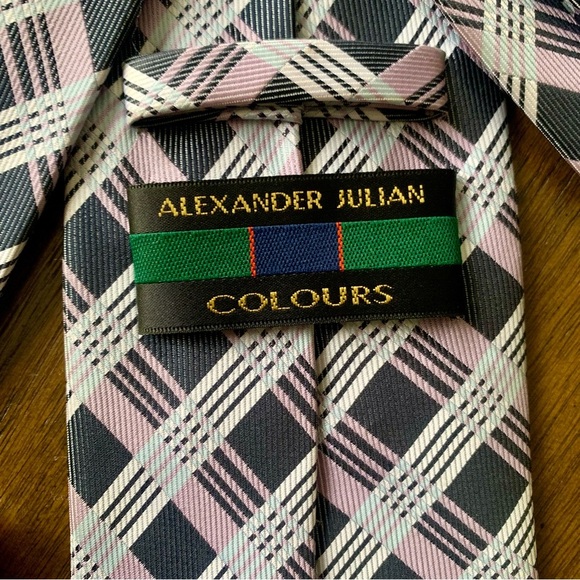 Alexander Julian Colours plaid purple & gray neck tie - Picture 3 of 3